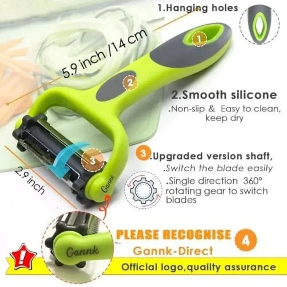 Potato Apple Vegetable Peelers for Kitchen, 3 in 1 Blade Spin & I and Y Peelers